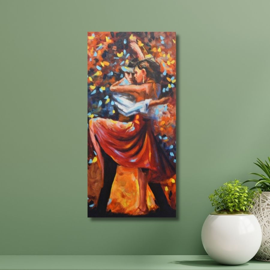 Thumbnail: buy Dancing Abstarct Couple Painting online from India