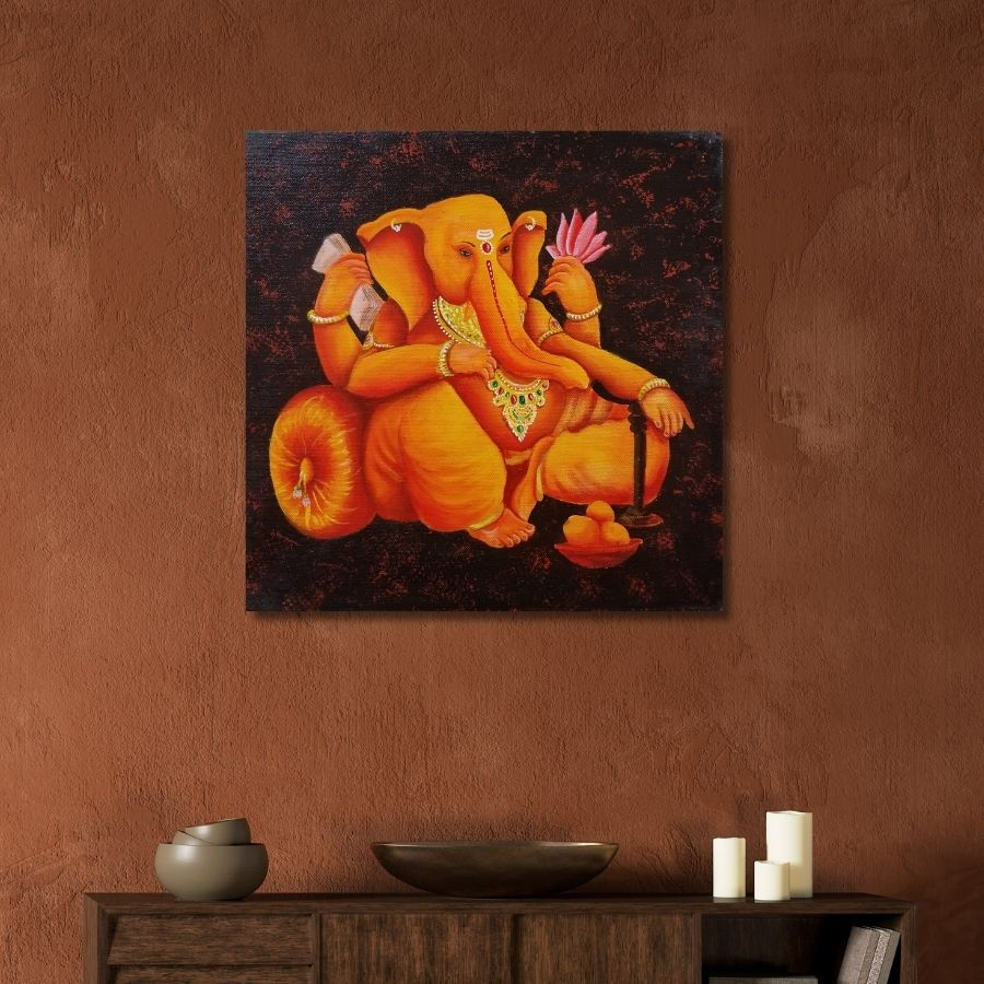 Thumbnail: buy Canvas Ganpati Painting online from India