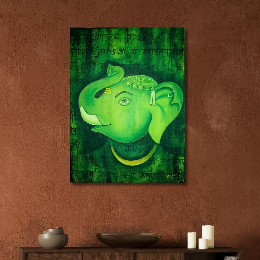Thumbnail: buy Abstract Modern Ganesha Painting online from India