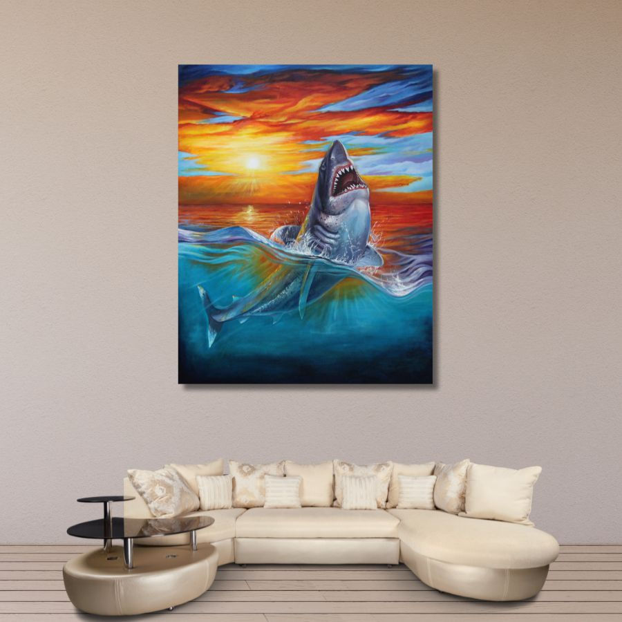 Thumbnail: buy The Shark Painting Jump Out Of Ocean To The Sky online from India