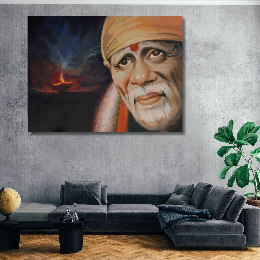 Thumbnail: Buy Portrait Sai Baba Painting online from India