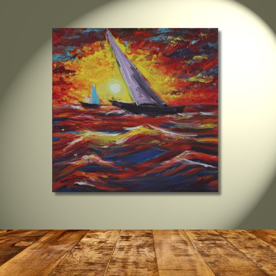 Thumbnail: Handmade Sea Wave Painting by Indian Artist