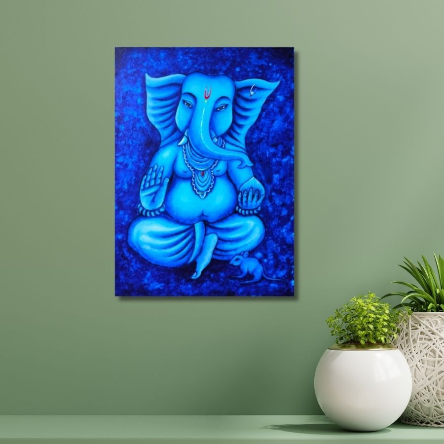 Thumbnail: buy Lord Ganesha Painting On Canvas online from India