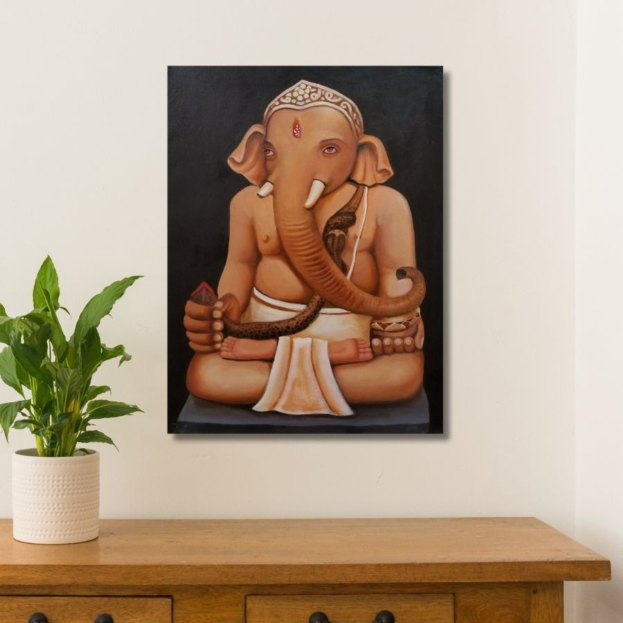 Thumbnail: handmade Ganesh Ji Painting by Indian Artist