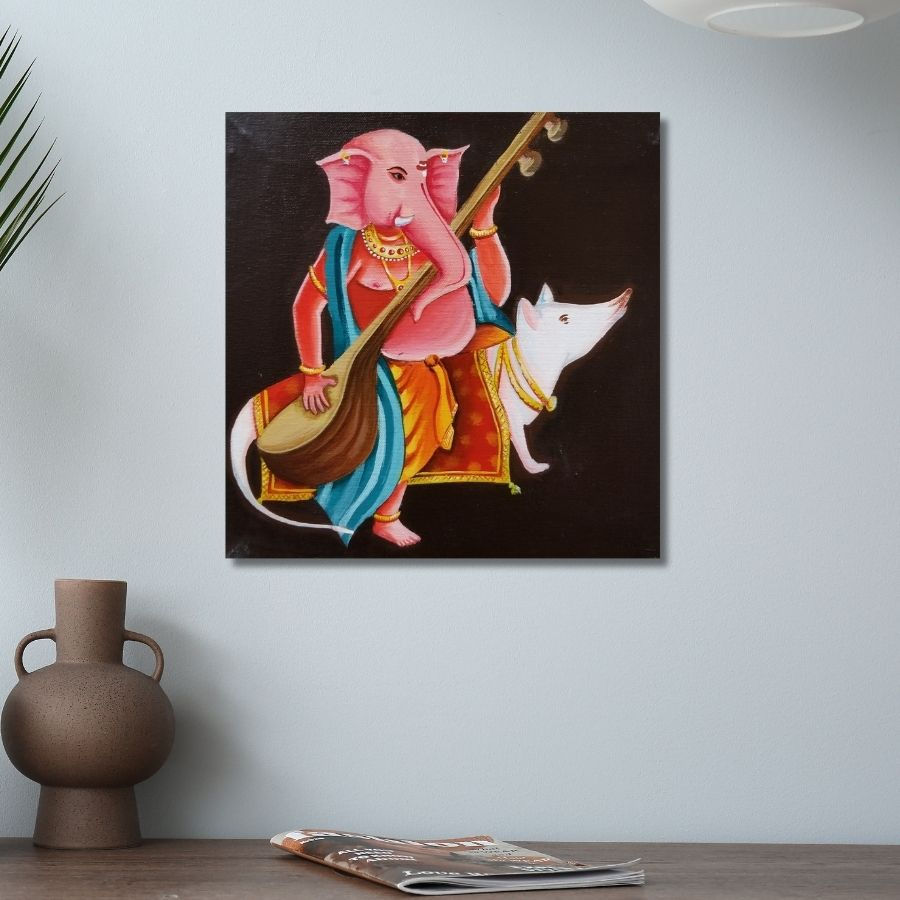 Thumbnail: buy Ganesha Acrylic Painting On Canvas online from India