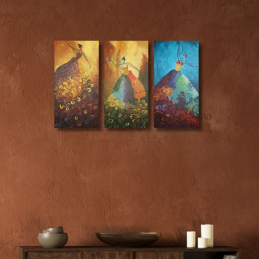 Thumbnail: shop Abstract Girl Dancing Paintings Set in Mumbai