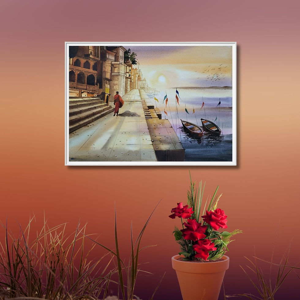 Thumbnail: best Ganga Varanasi Ghat Watercolor Painting art gallery India