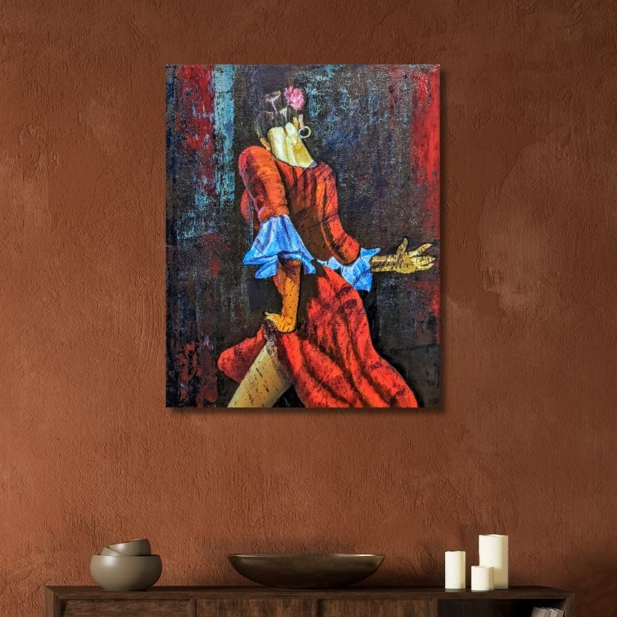 Thumbnail: buy Abstract Dancing Girl Painting online from India