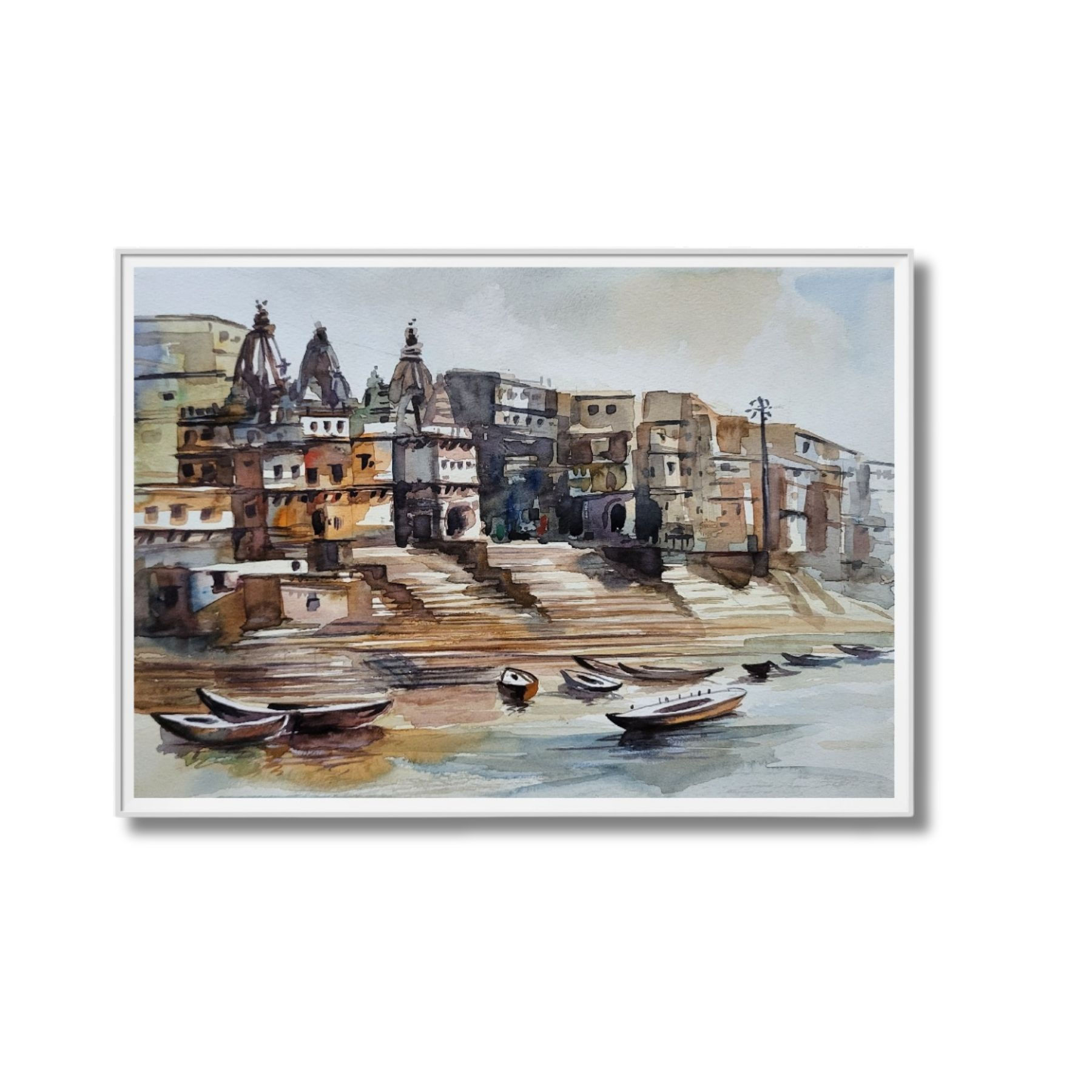 Ghats Of Varanasi Watercolour Painting