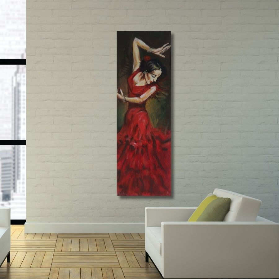 Thumbnail: handmade Girl Dancing Painting On Canvas by Indian Artist