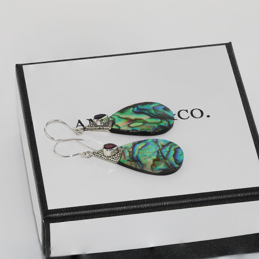 Thumbnail: Handmade Abalone Shell Sterling Silver Earrings