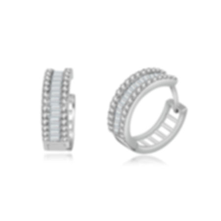 Platinum-Plated Silver Cubic Zirconia Earring