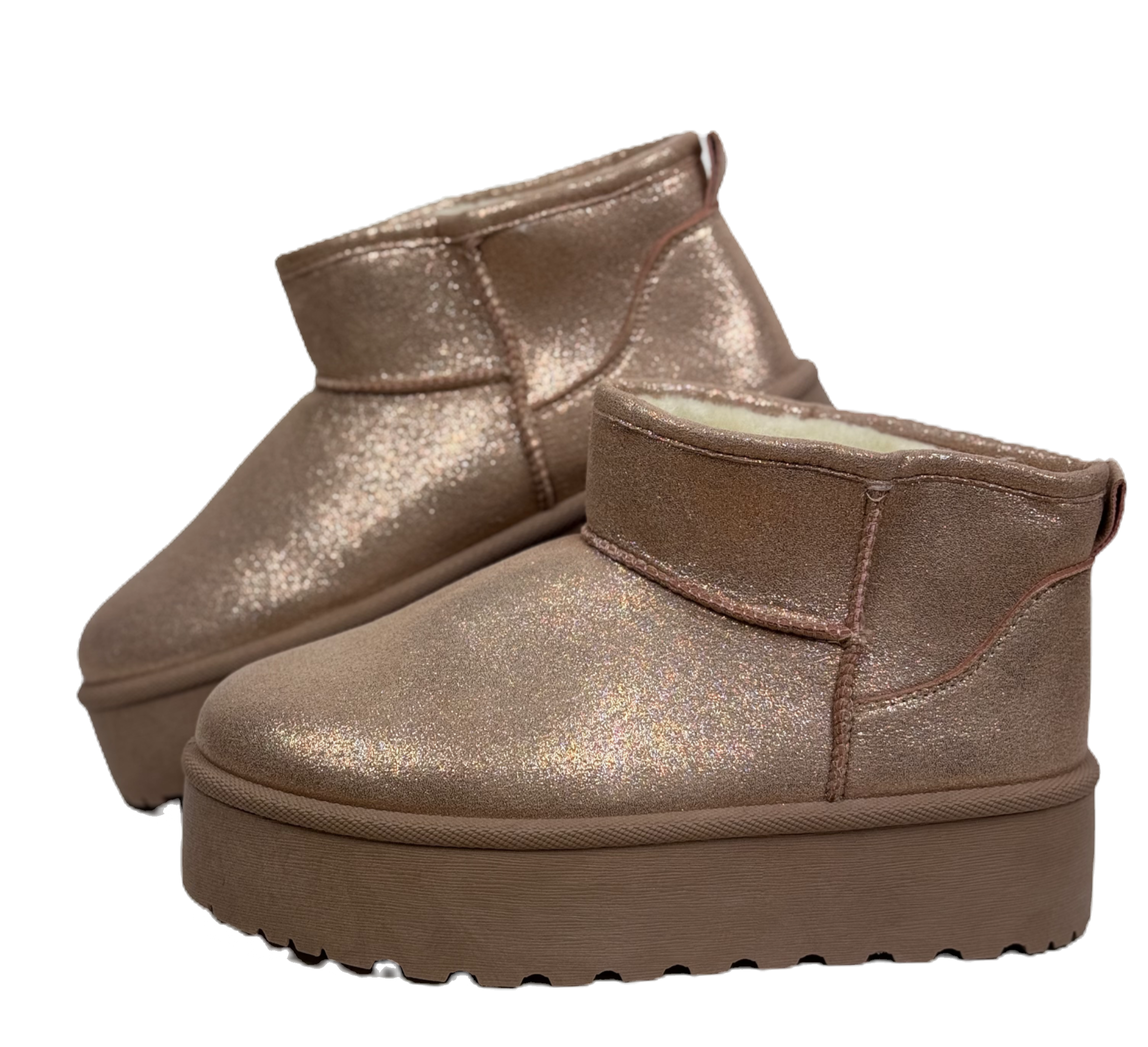 Bottine couleur or rosé pailletée 