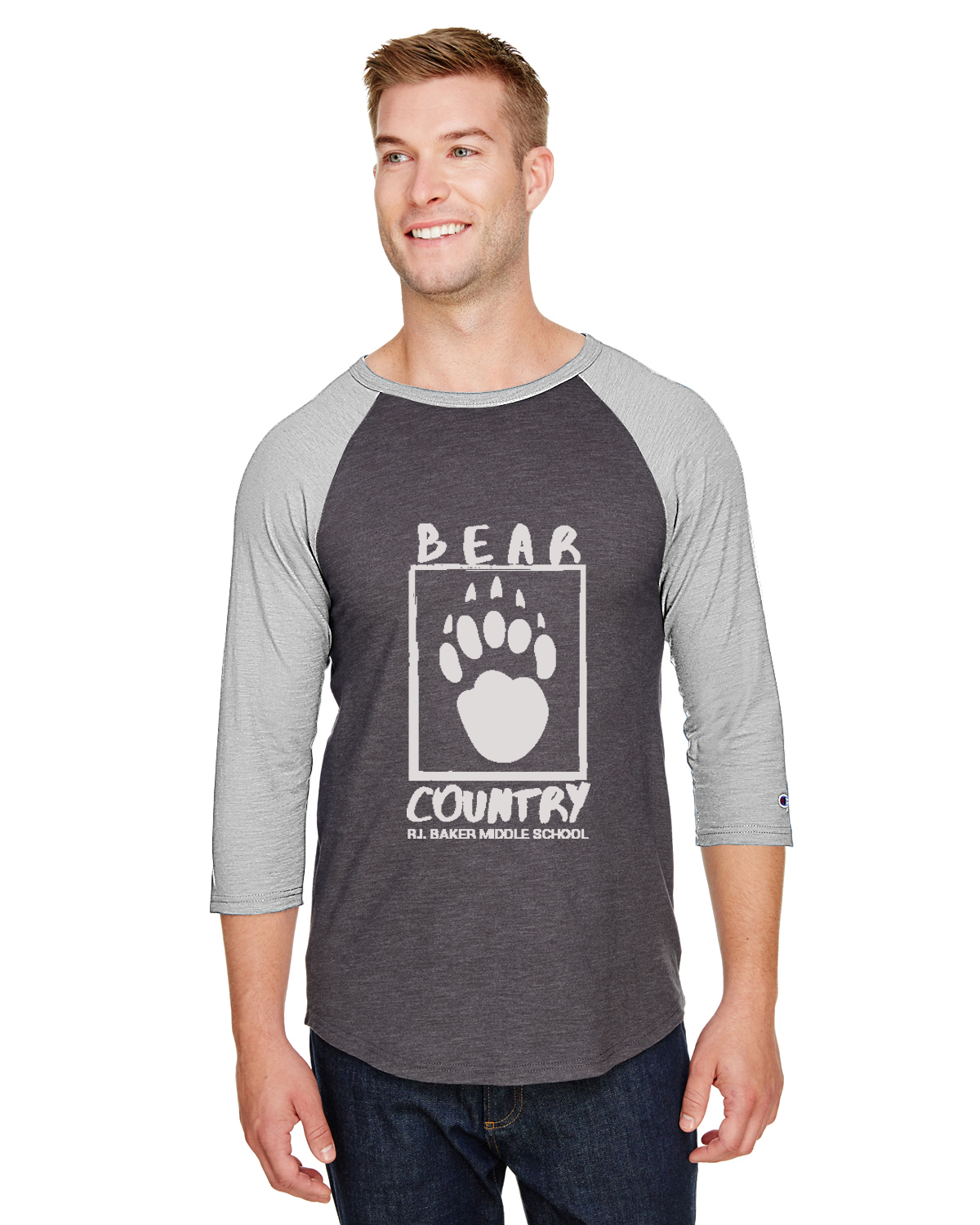 Baker BEAR COUNTRY Logo on Champion Baseball Tshirt CP75