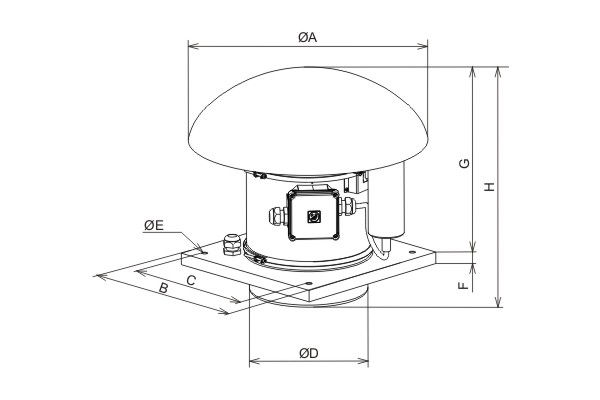 Küçük resim: S&P TH-800/200 EX ATEX Çelik Şapkalı ExProof Fan, endüstriyel alanlarda güvenli ve verimli havalandırma sağlayan, patlayıcı a