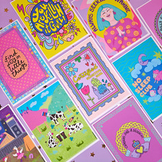 Colourful, relatable, funny, affirmation art illustrations
