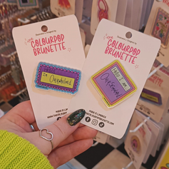 Overstimulated pin & overwhelmed pin can be worn on clothes or bags.