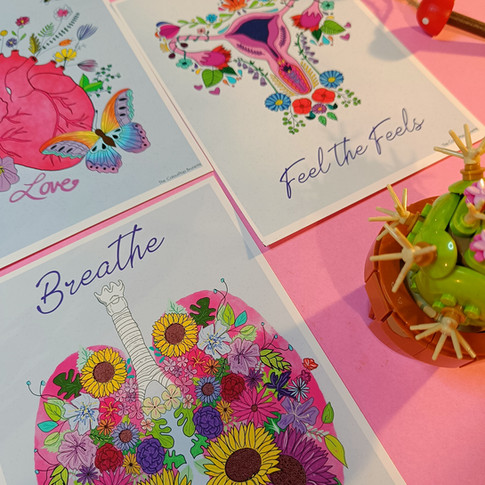 Anatomy illustrations with beautiful flowers and colour.