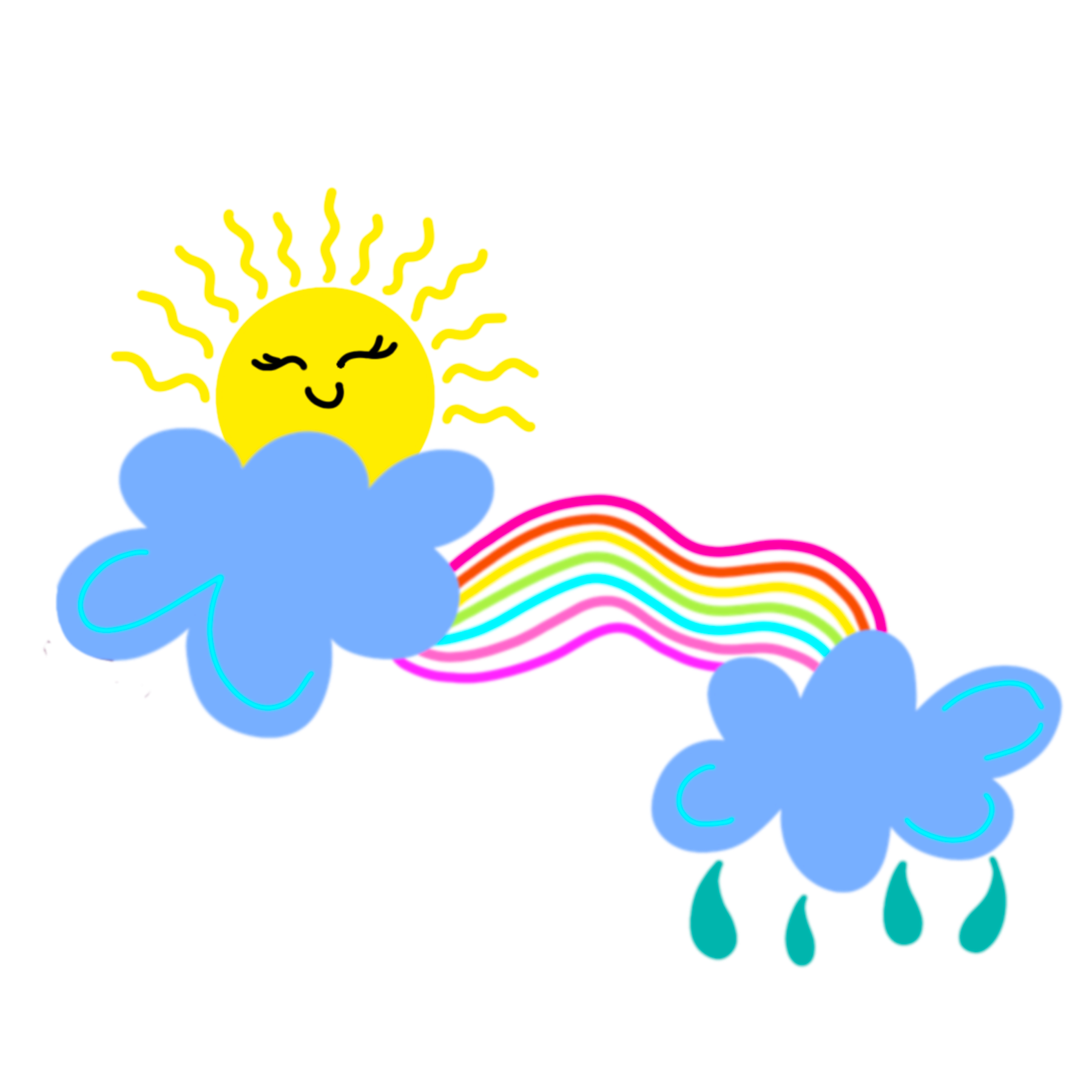 Cute sun on a rainbow