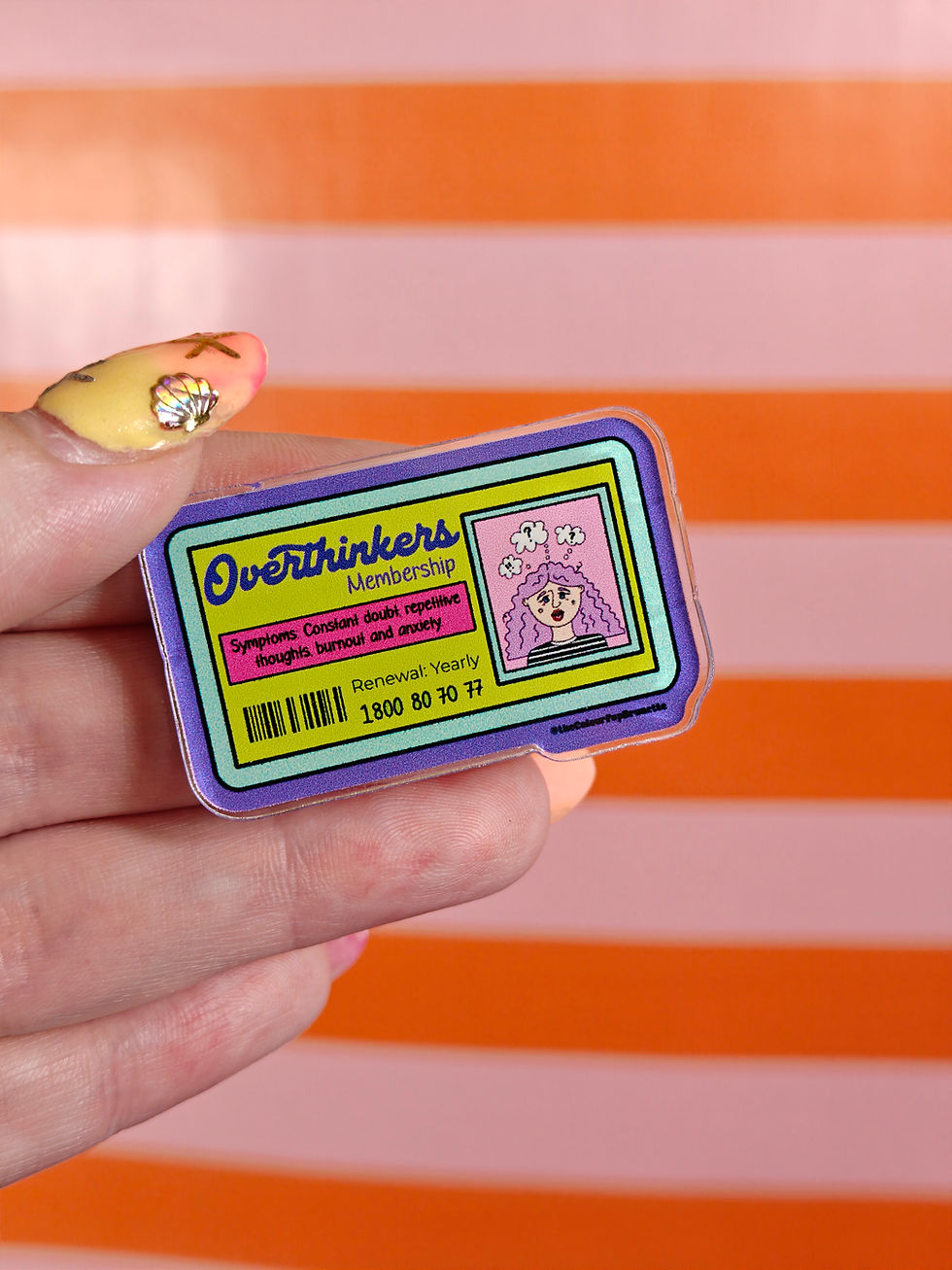 overthinkers memberhship pin, badge art, overthinkers art, irish accessorys, mental health pin
