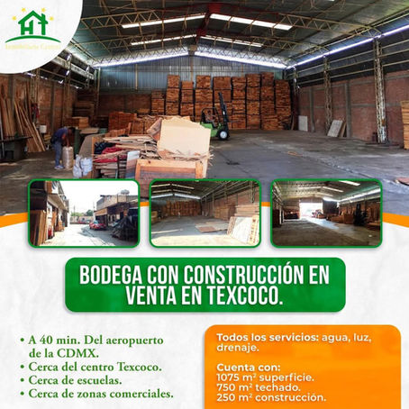 BODEGA EN VENTA, TEXCOCO EDOMEX.