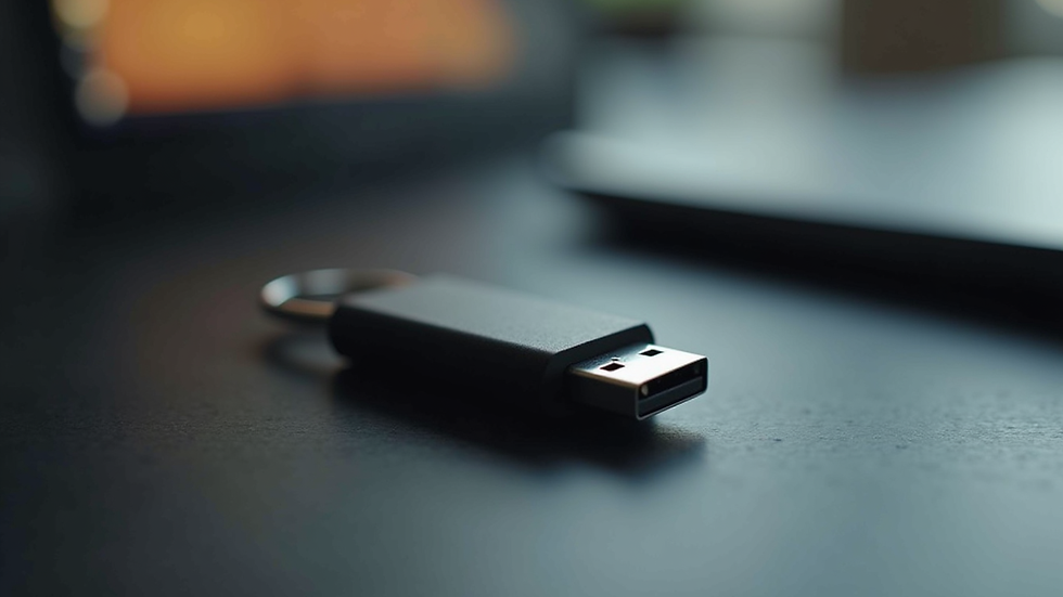 Close-up view of a USB drive with digital video files ready for playback