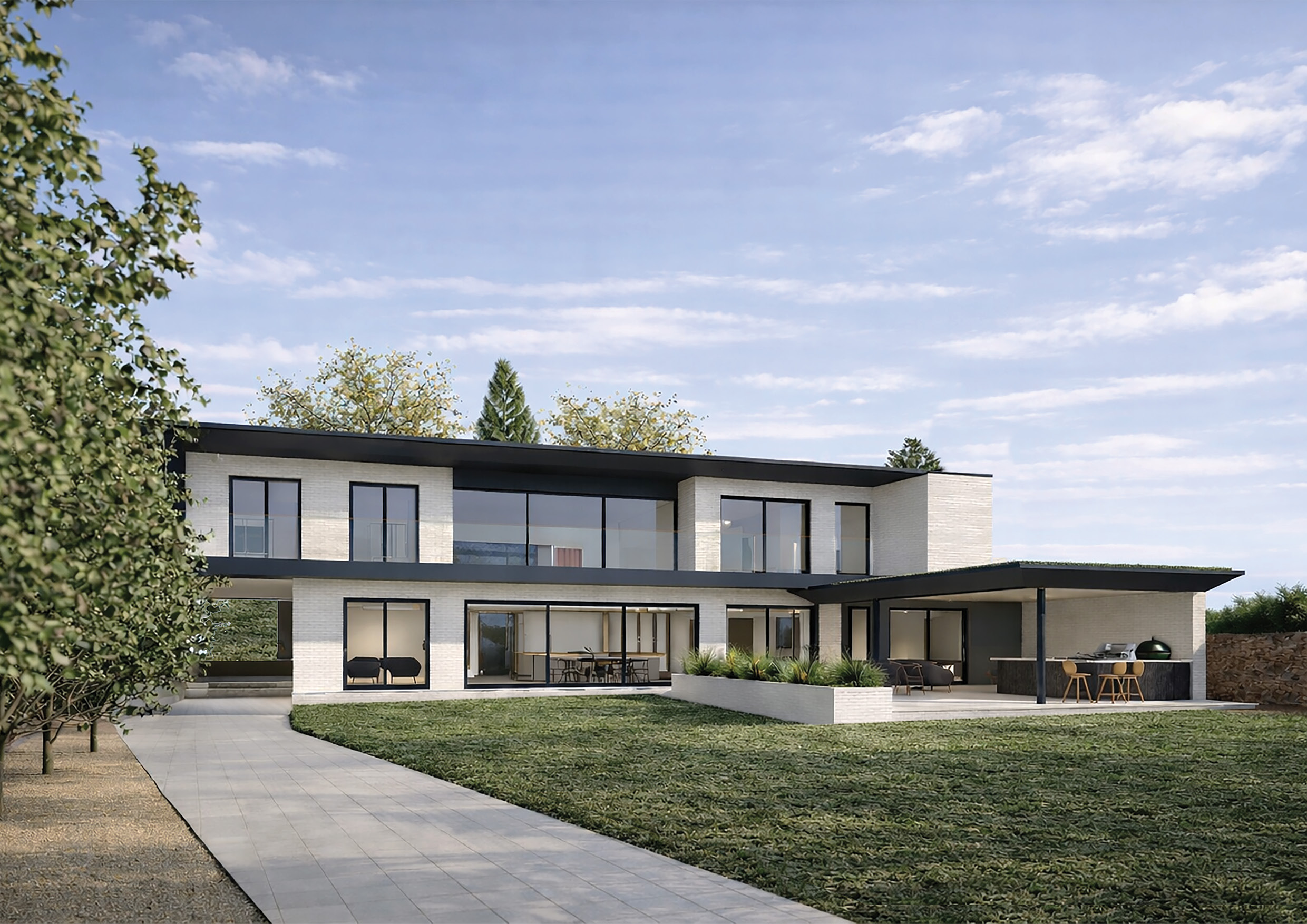 Richard Ruddick Architecture — Luxury contemporary house design in Jesmond Newcastle with large glazing and outdoor living terrace