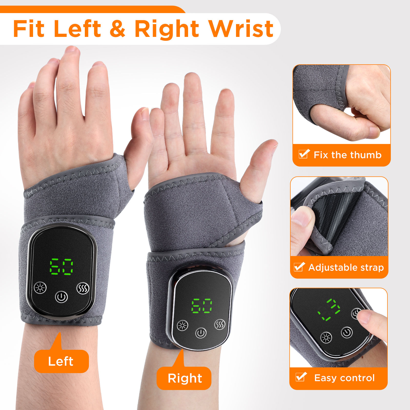 Cordless Wrist Hand Heated Massager Vibration Electric Hand Wrap Band Joint Wris