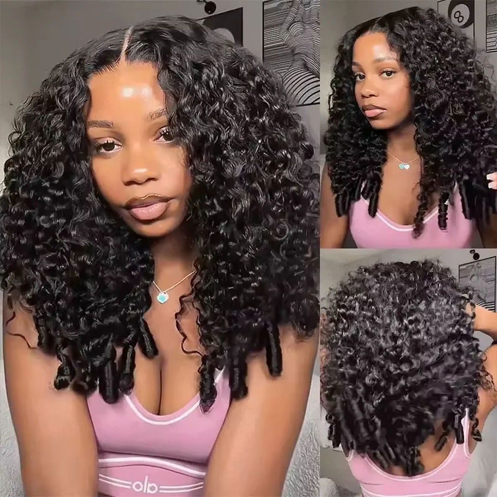 Miniatura: Jerry Curly Half Wig Human Hair Seamless Kinky Curly 3 In 1 Half Wig  Glueless  
