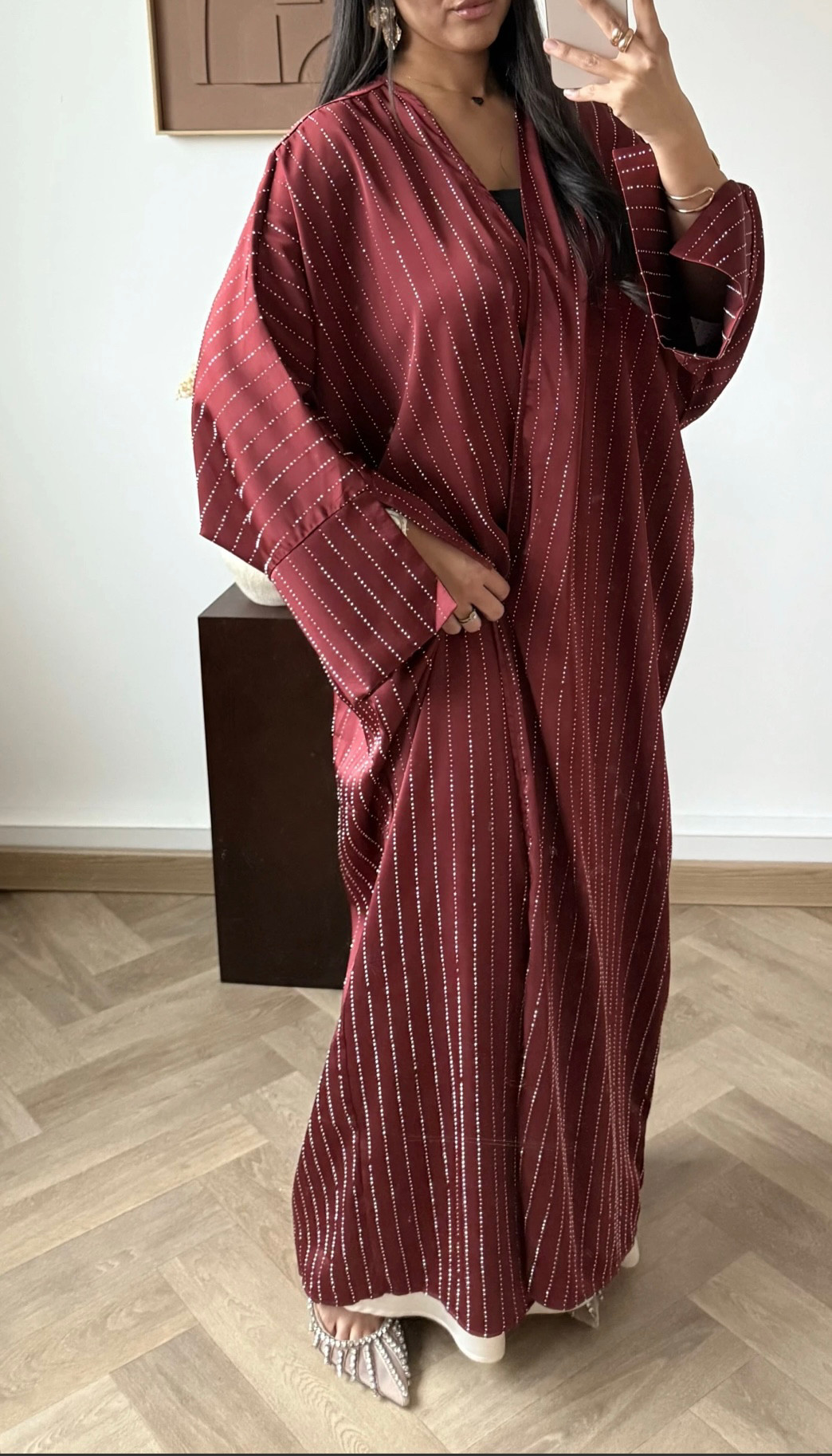 Burgundy rhinestone kimono
