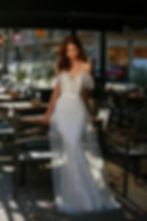 front view of 21-J09 ruffle sleeves wedding dress