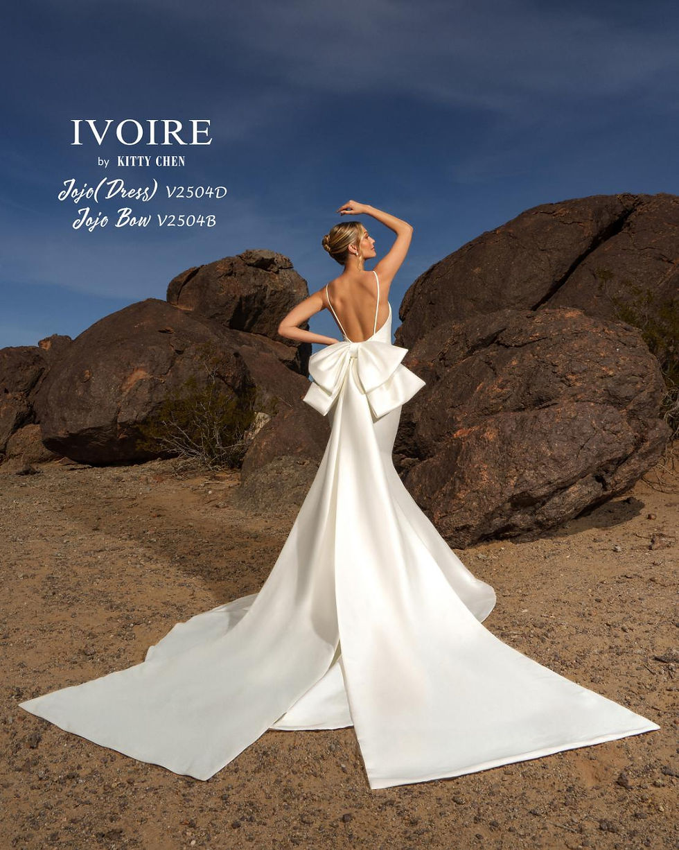 back view of Jojo signature satin wedding dress