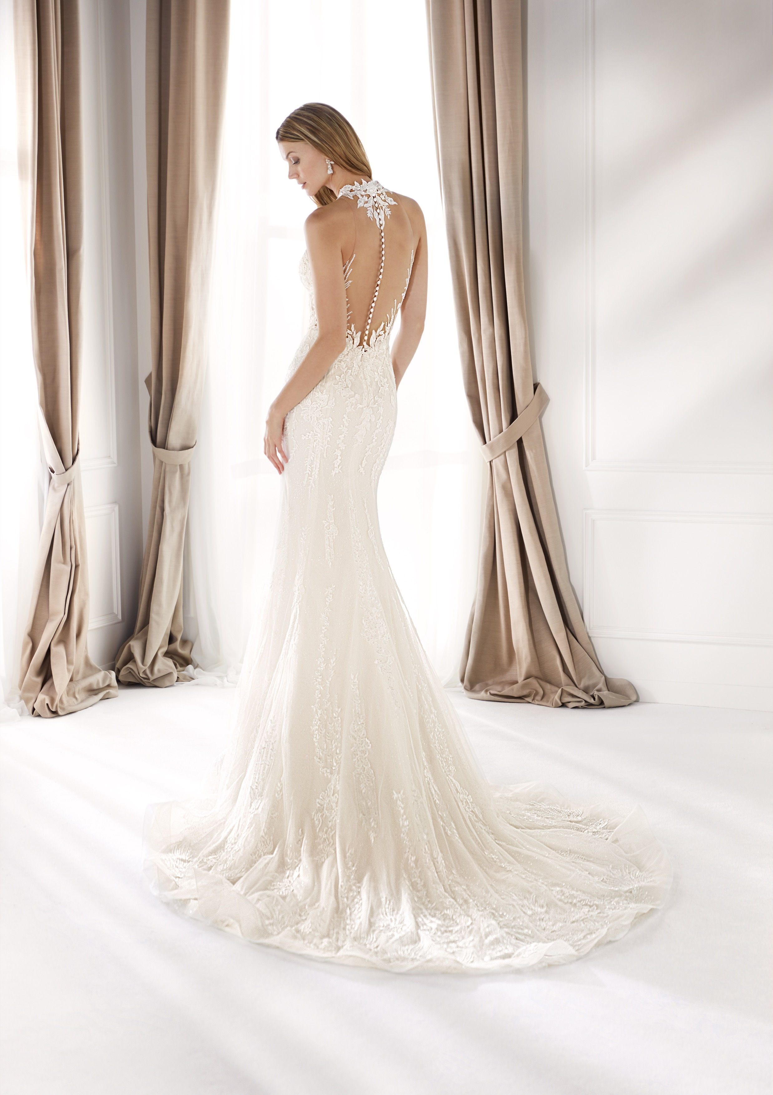 back view of NIA 20031 lace mermaid wedding dress