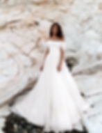 front view of Sunset minimalist organza wedding dress