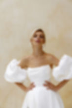 Thumbnail: front close up view of Mildred modern mikado wedding dress