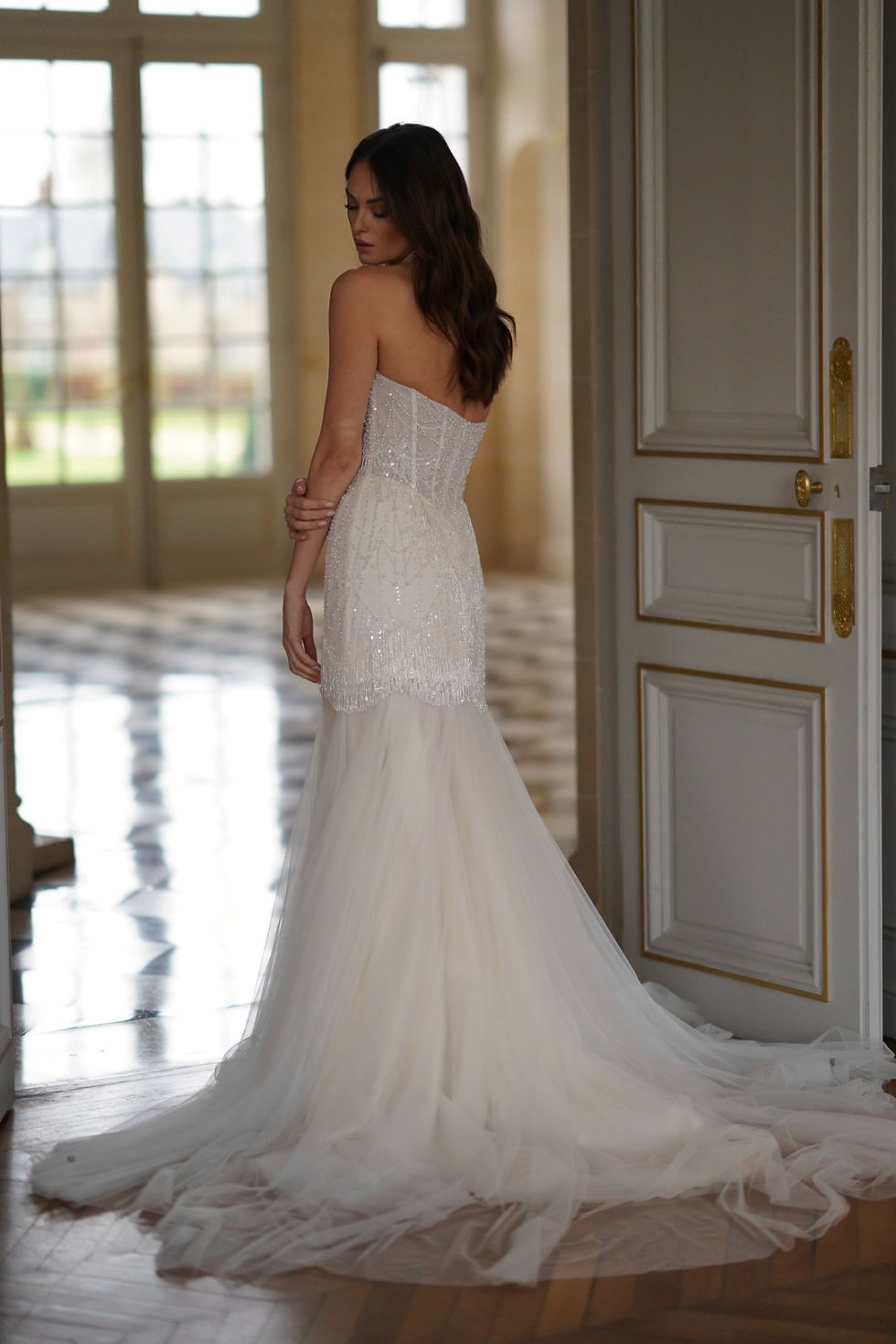 back view of Helen mini wedding dress