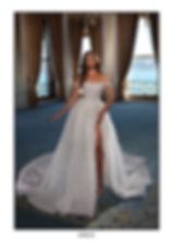 front view of Simge off-shoulder glitter ballgown