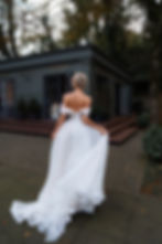 Thumbnail: back view of Zoi off-shoulder tulle wedding dress