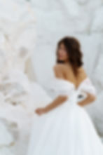 Thumbnail: back close up view of Sunset minimalist organza wedding dress
