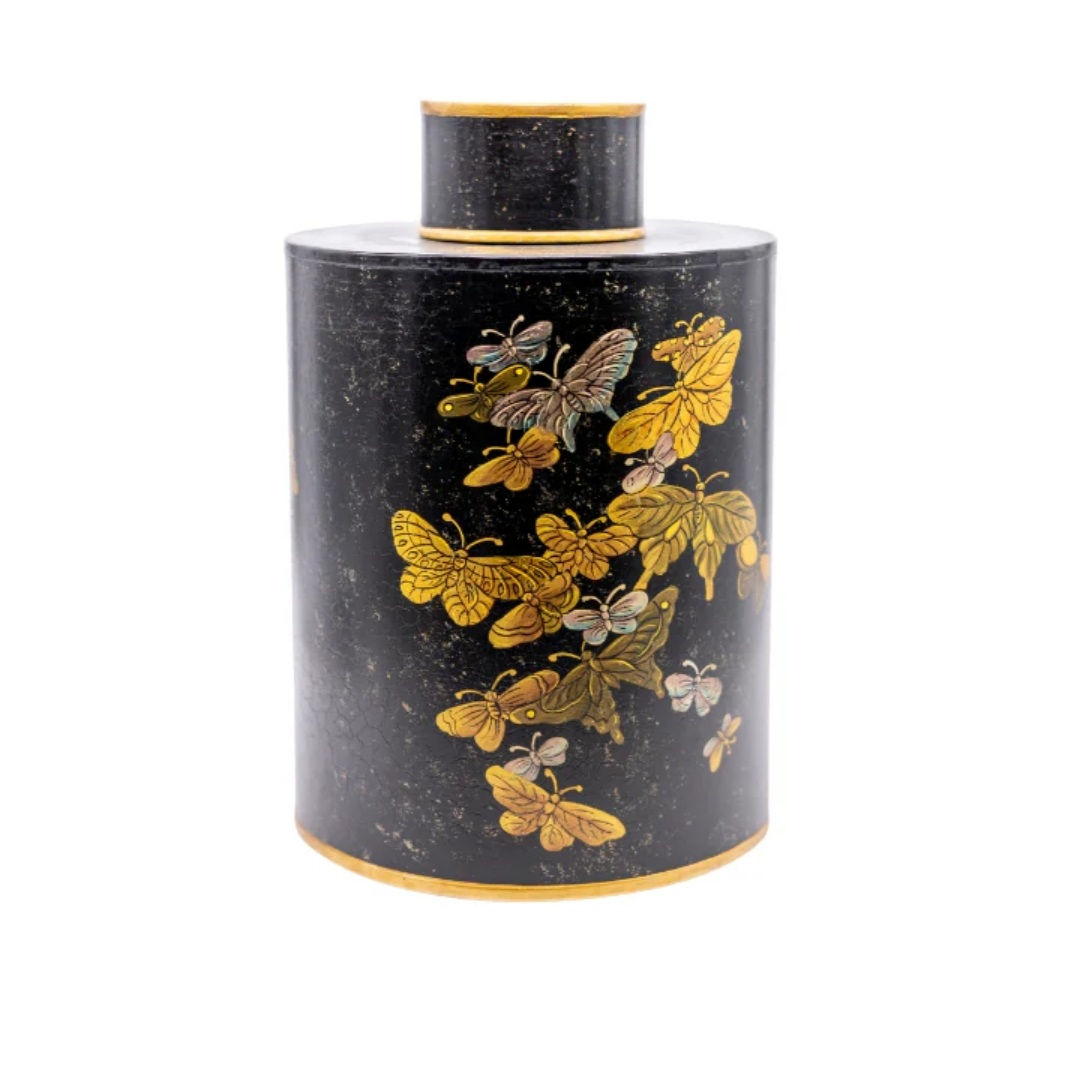 Butterfly Metal Vase with Lid 