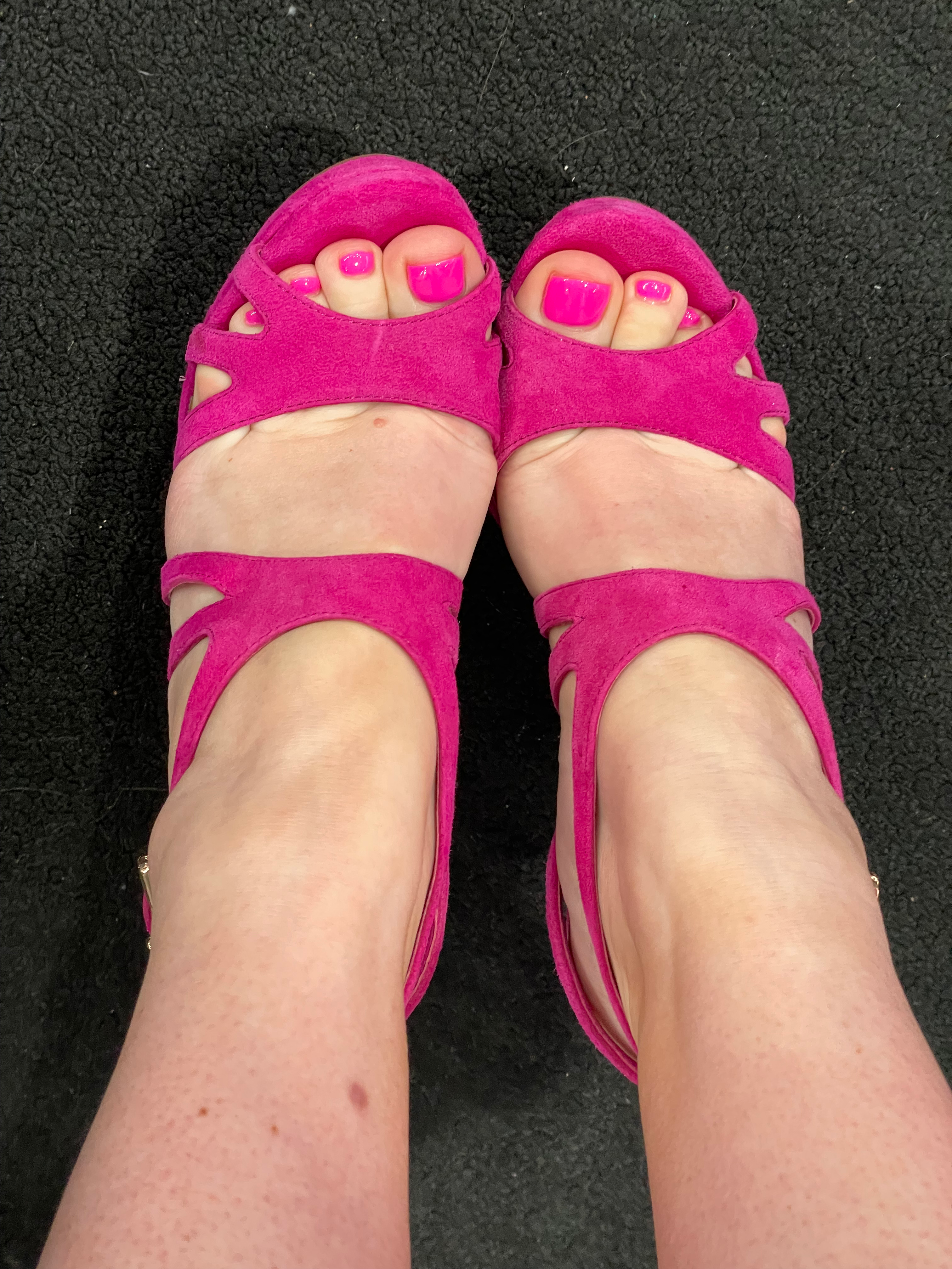 Hot Pink Suede Strappy Heels