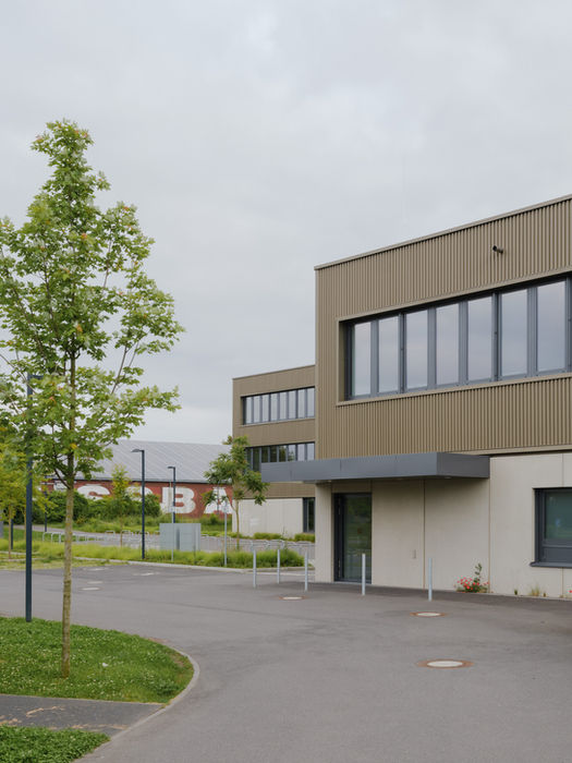 Full exterior view of Gymnasium Zusestraße, Cologne — school building seen from street perspective