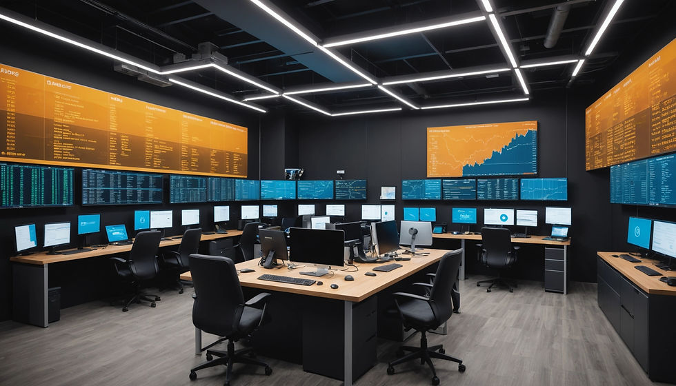 Eye-level view of a high-tech cryptocurrency exchange station