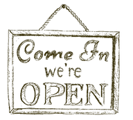 shop sign stating "come in, we're open"