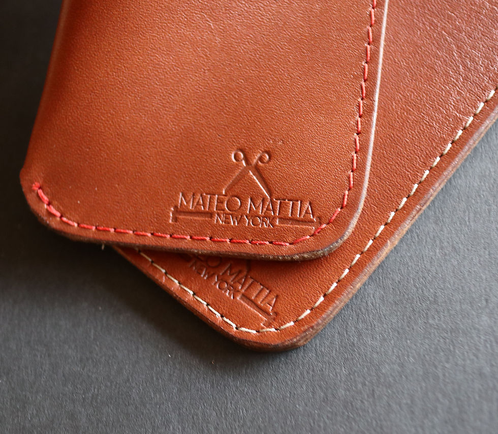 Thumbnail: Handmade leather glasses sleeve in British tan color