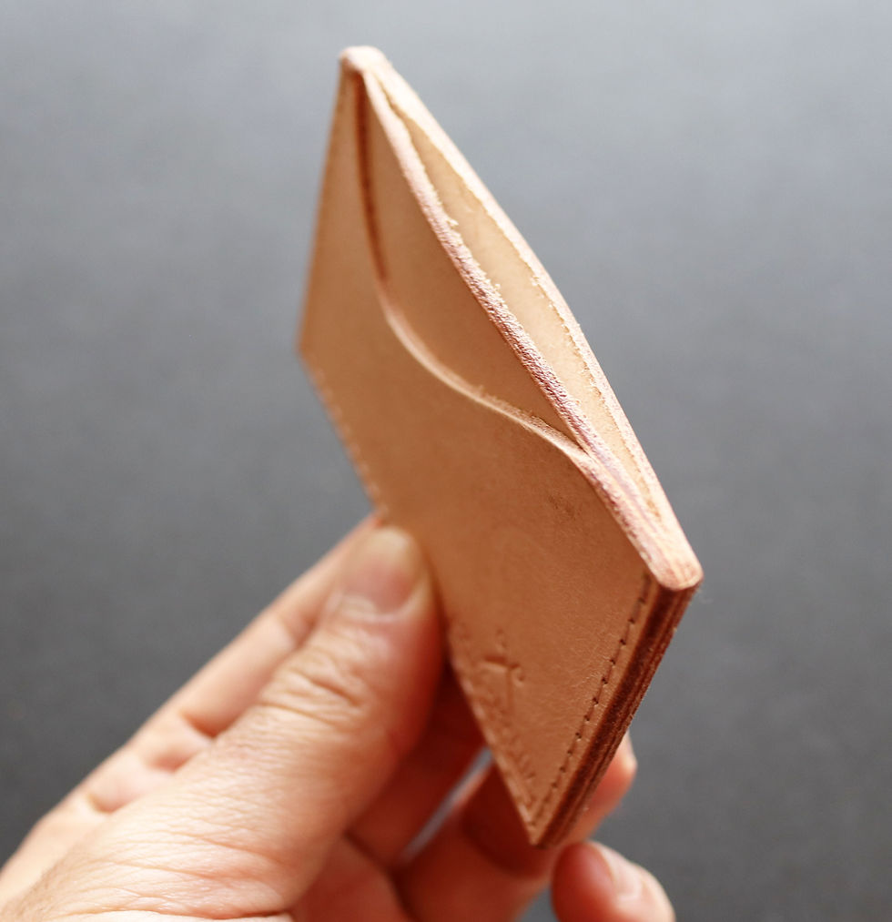 Thumbnail: Mini Leather Card Wallet - Natural Vegetable tan