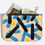 Thumbnail: Leather zippered pouch - Blue Black Yellow