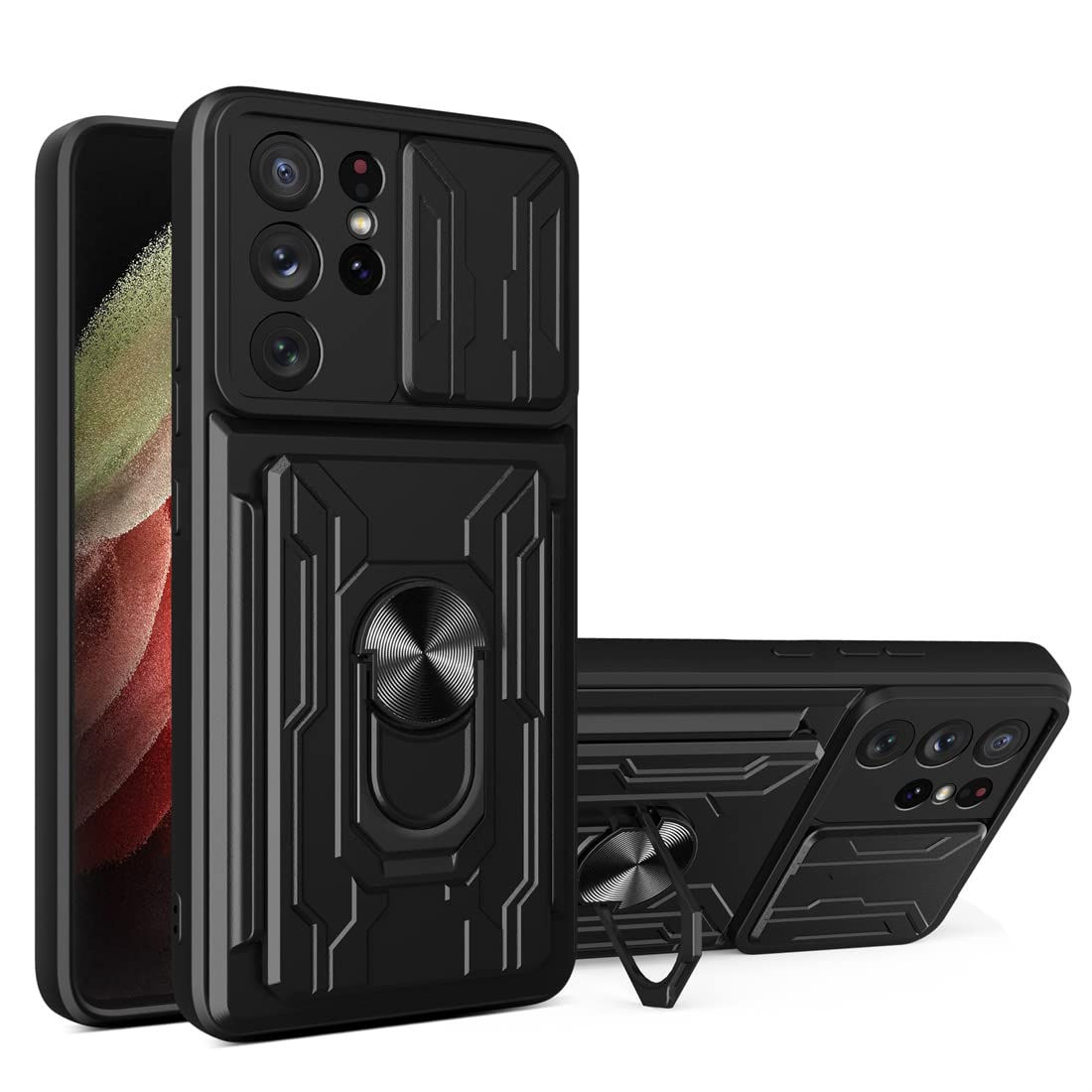 CCSmall Case for Samsung Galaxy S21 Ultra 5G with Card Holder Heavy Duty Protect