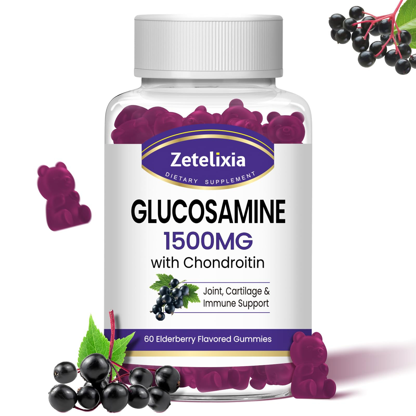 Zetelixia Glucosamine Chondroitin Gummies with MSM Turmeric - Joint Support Supp