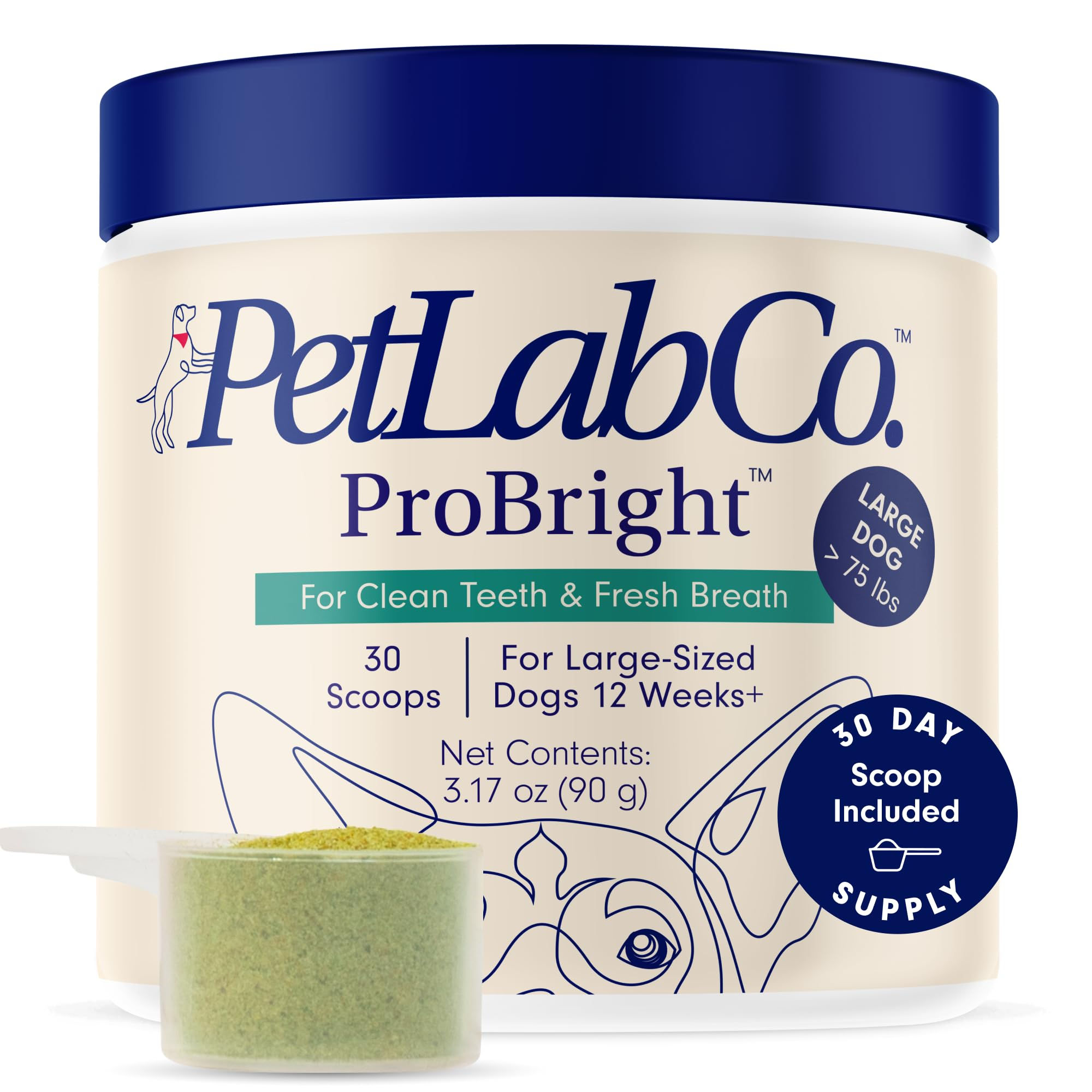PetLab Co. ProBright Dental Powder - Dog Breath Freshener - Teeth Cleaning Made